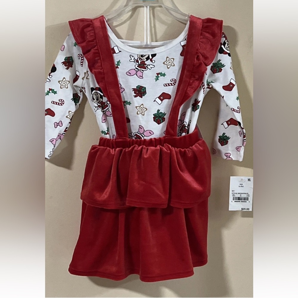 Red Disney baby 6-9M Holiday Dress with Character Print